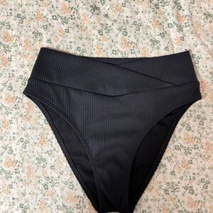 Hollister Black Ribbed Bikini Bottom